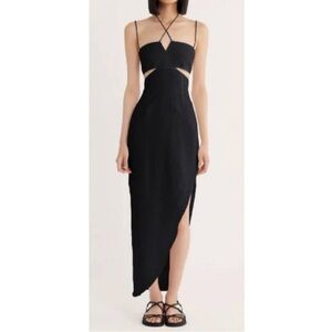 NWT‎ RUMER THE LABEL Freya Black Linen Maxi Cut Out Dress
